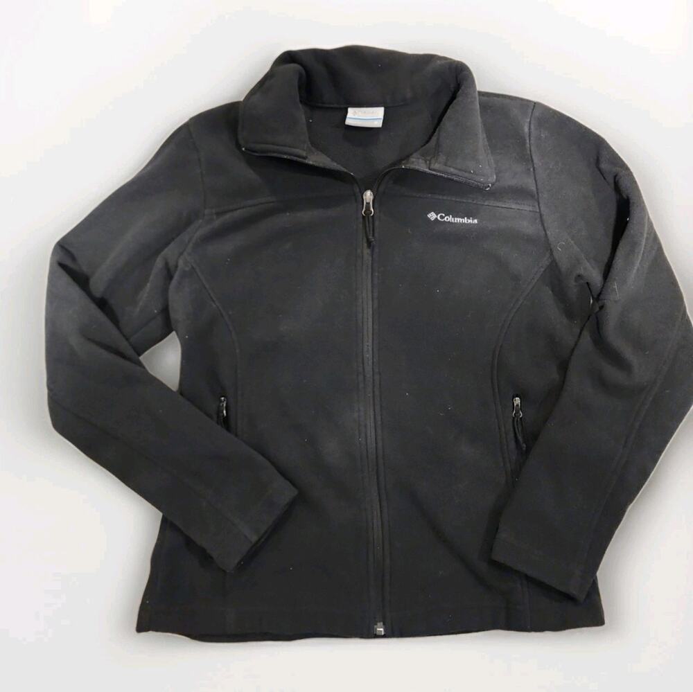 Columbia Womens Medium Black Benton Springs Full Zip Fleece Jacket Sweater M